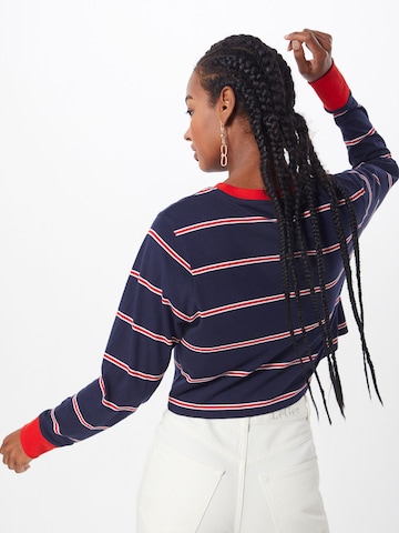 Urban Classics Μπλουζάκι 'Ladies Short Yarn Dyed Skate Stripe LS' σε μπλε: πίσω