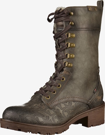MUSTANG Lace-Up Boots in Green: front
