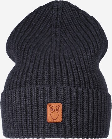 KnowledgeCotton Apparel Beanie 'Ribbing' in Grey: front