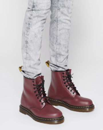 Dr. Martens Šnurovacie členkové čižmy '1460' - Červená