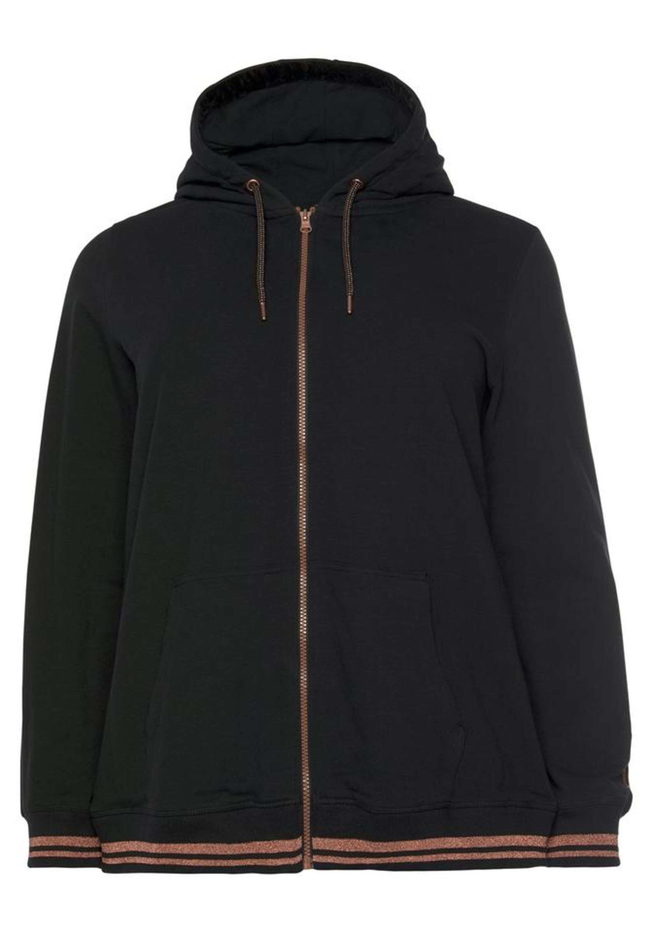 H.I.S Zip-Up Hoodie in Black: front