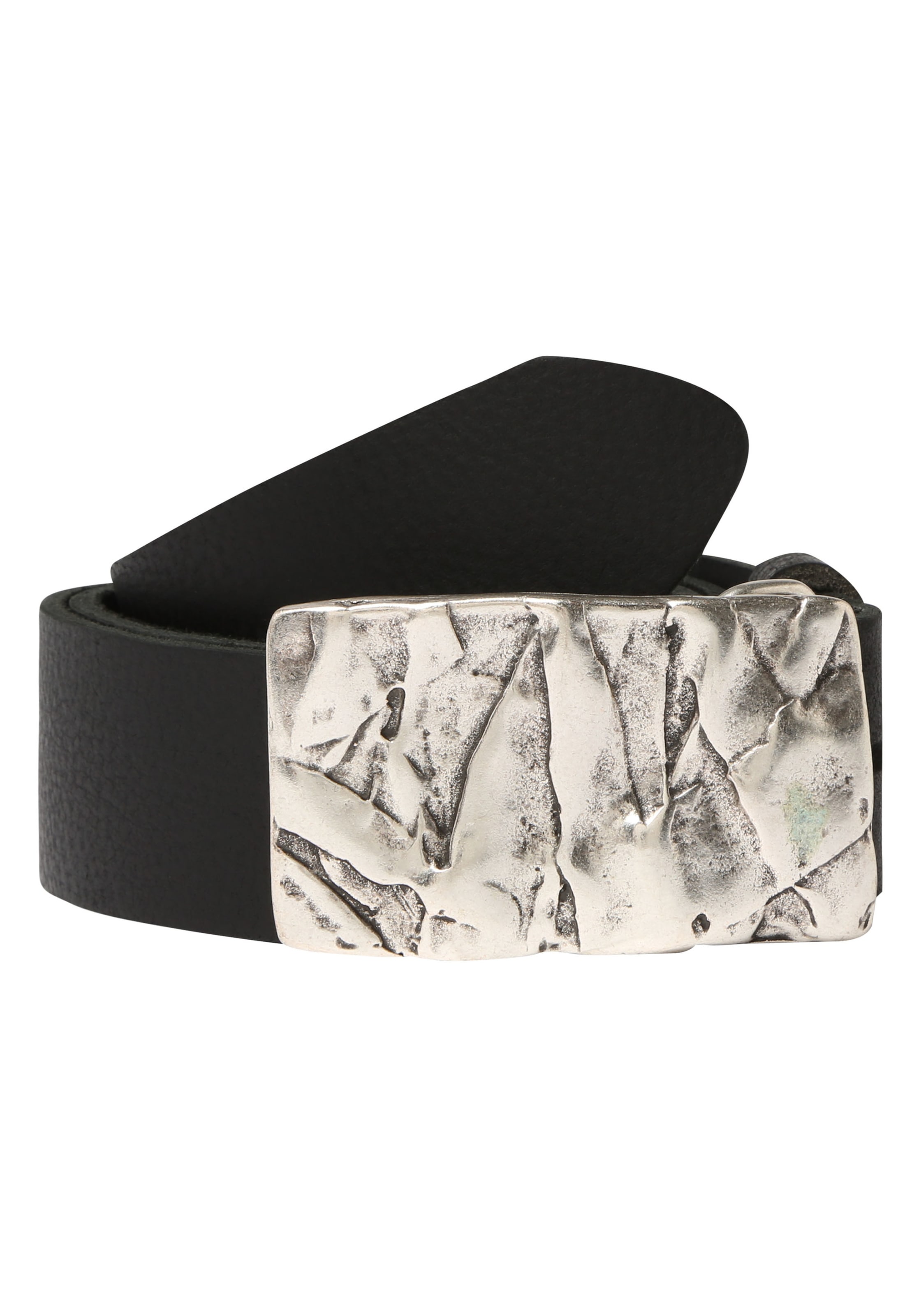 RETTUNGSRING by showroom 019° Gürtel mit  Felswand-Schließe in Schwarz: Vorderseite