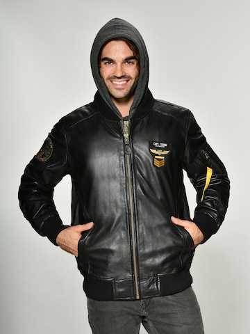 TOP GUN Lederjacke 'TG-1004' in Schwarz: Vorderseite