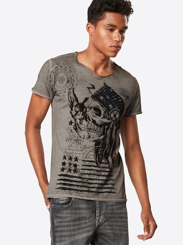 Key Largo T-shirt 'MT INDIAN SKULL round' i grå: framsida