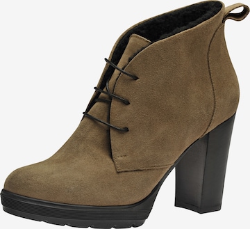 EVITA Lace-Up Ankle Boots in Beige: front