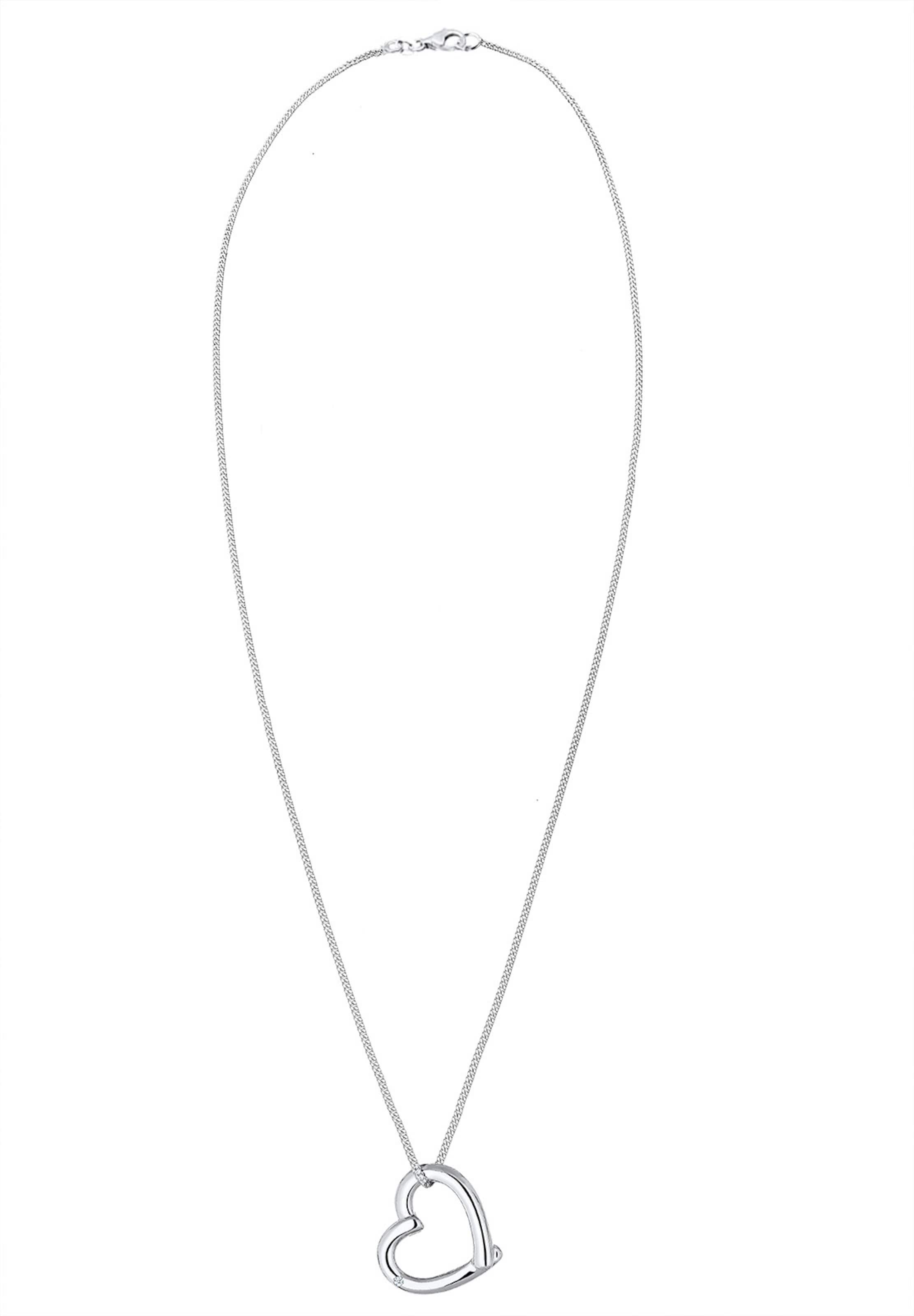 Elli DIAMONDS Ketting 'Herz' in Zilver: voorkant