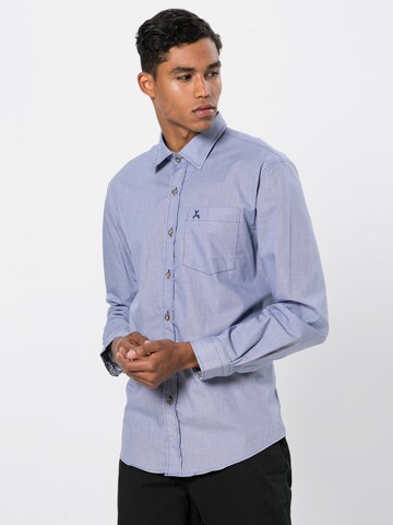 Coupe regular Chemise folklorique COUNTRY LINE en bleu : devant