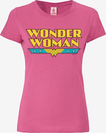 LOGOSHIRT Shirt 'Wonder Woman' in Pink: front