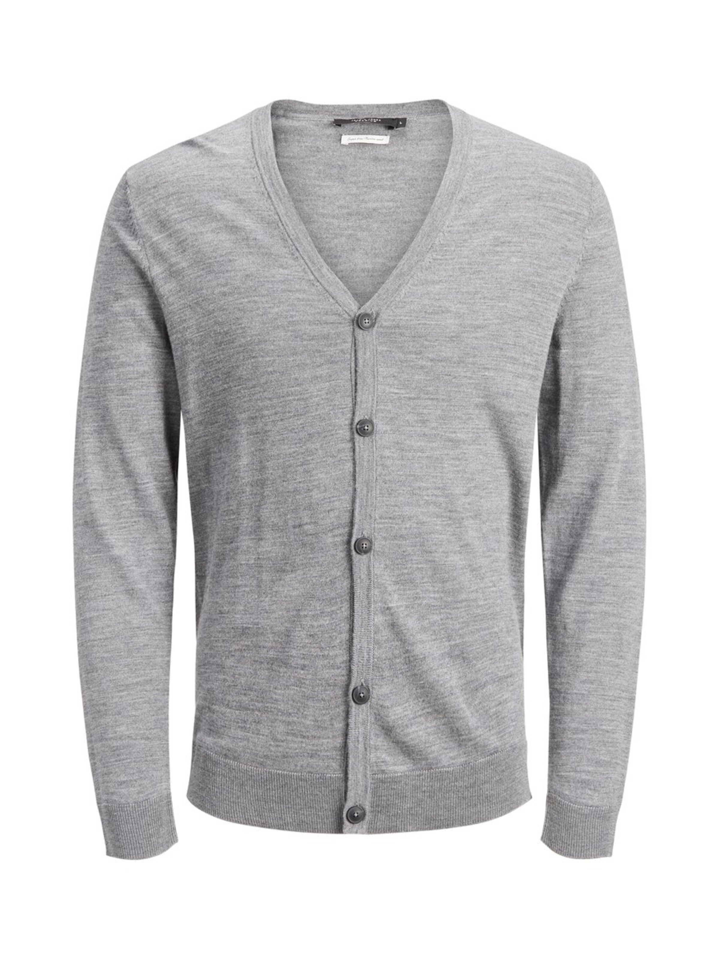 JACK & JONES - Gebreid vest in de kleur Grijs gemêleerd