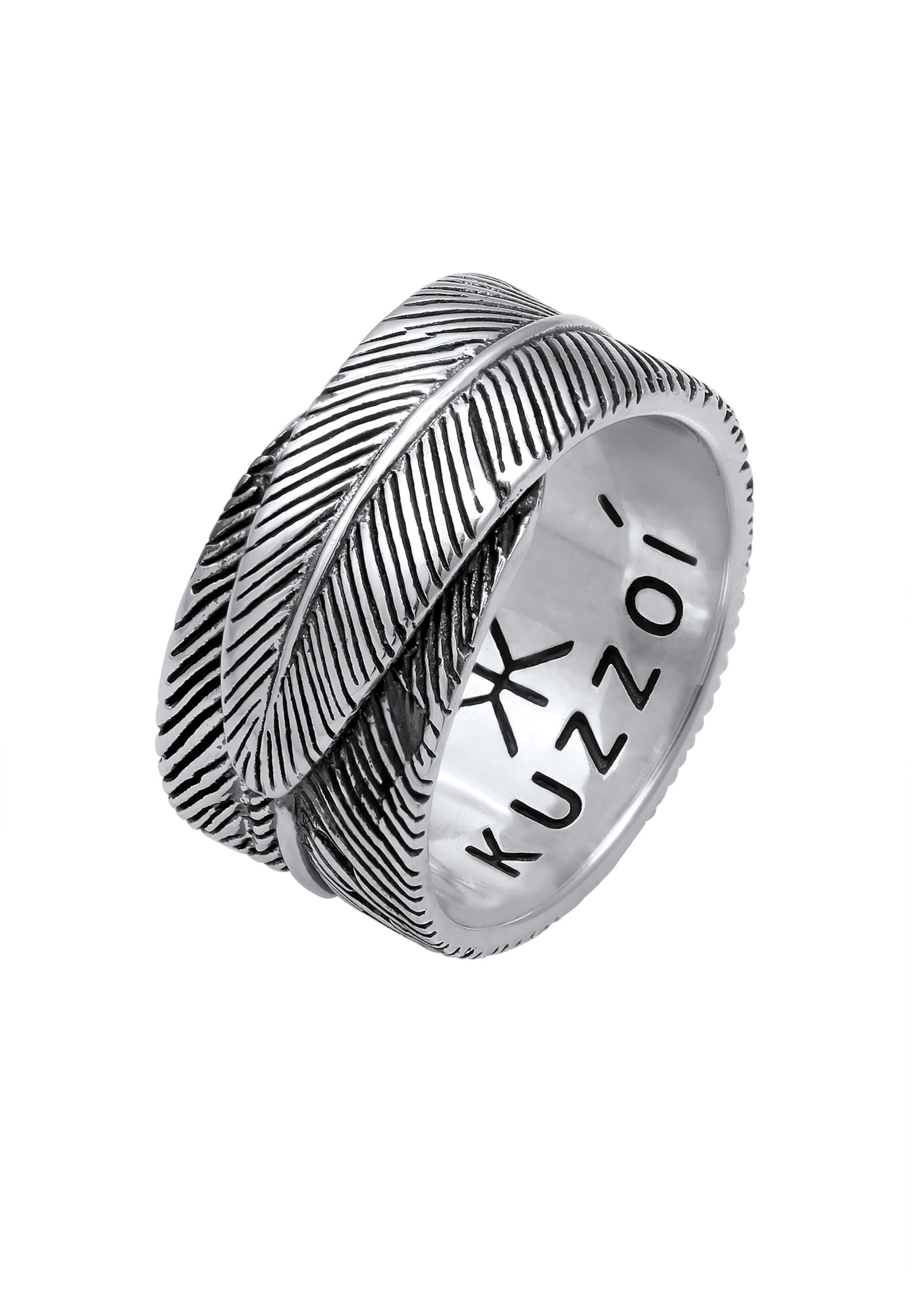 KUZZOI Ring 'Feder' in Zilver: voorkant