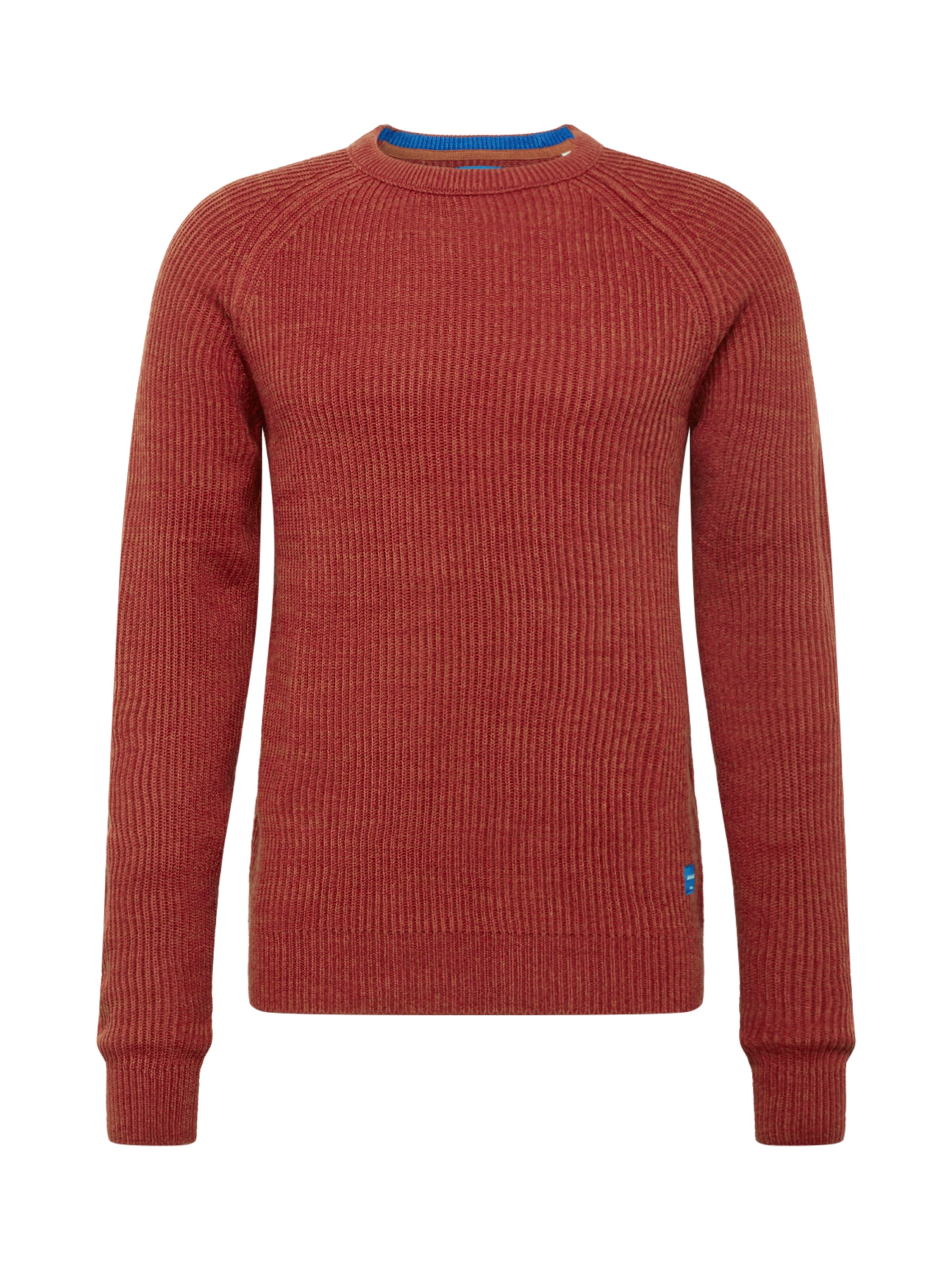 JACK & JONES - Trui 'JORPANNEL KNIT CREW NECK.' in de kleur Roestrood