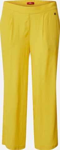 s.Oliver Wide leg Pleat-Front Pants in Yellow: front