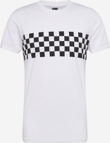 T-Shirt 'Check Panel' Urban Classics en blanc : devant