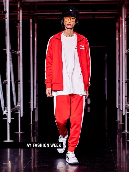 The AY FASHION WEEK Menswear - Red Suit Look by PUMA