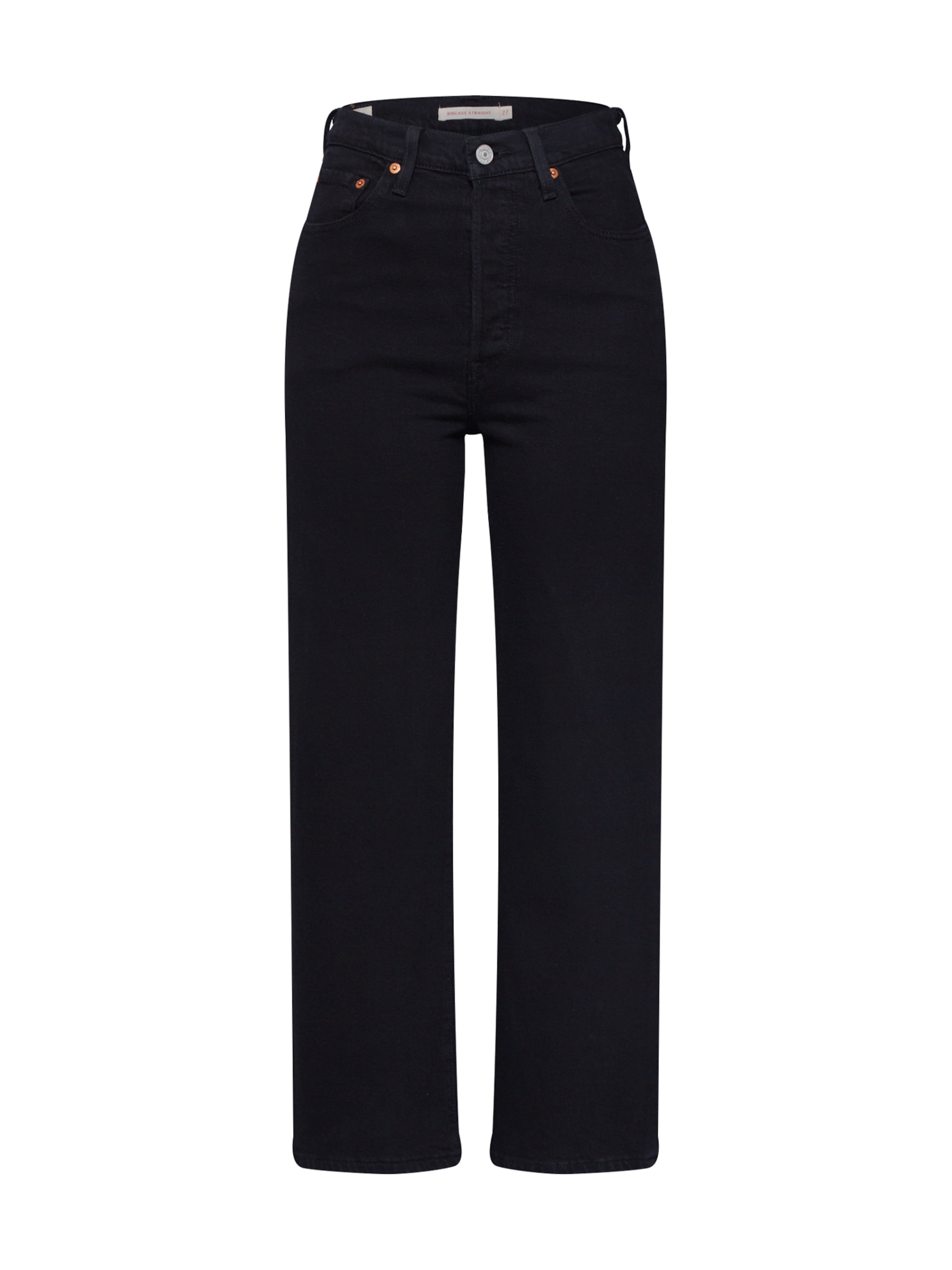 LEVI'S ® Loosefit Farkut 'Ribcage Straight Ankle' värissä musta: etupuoli