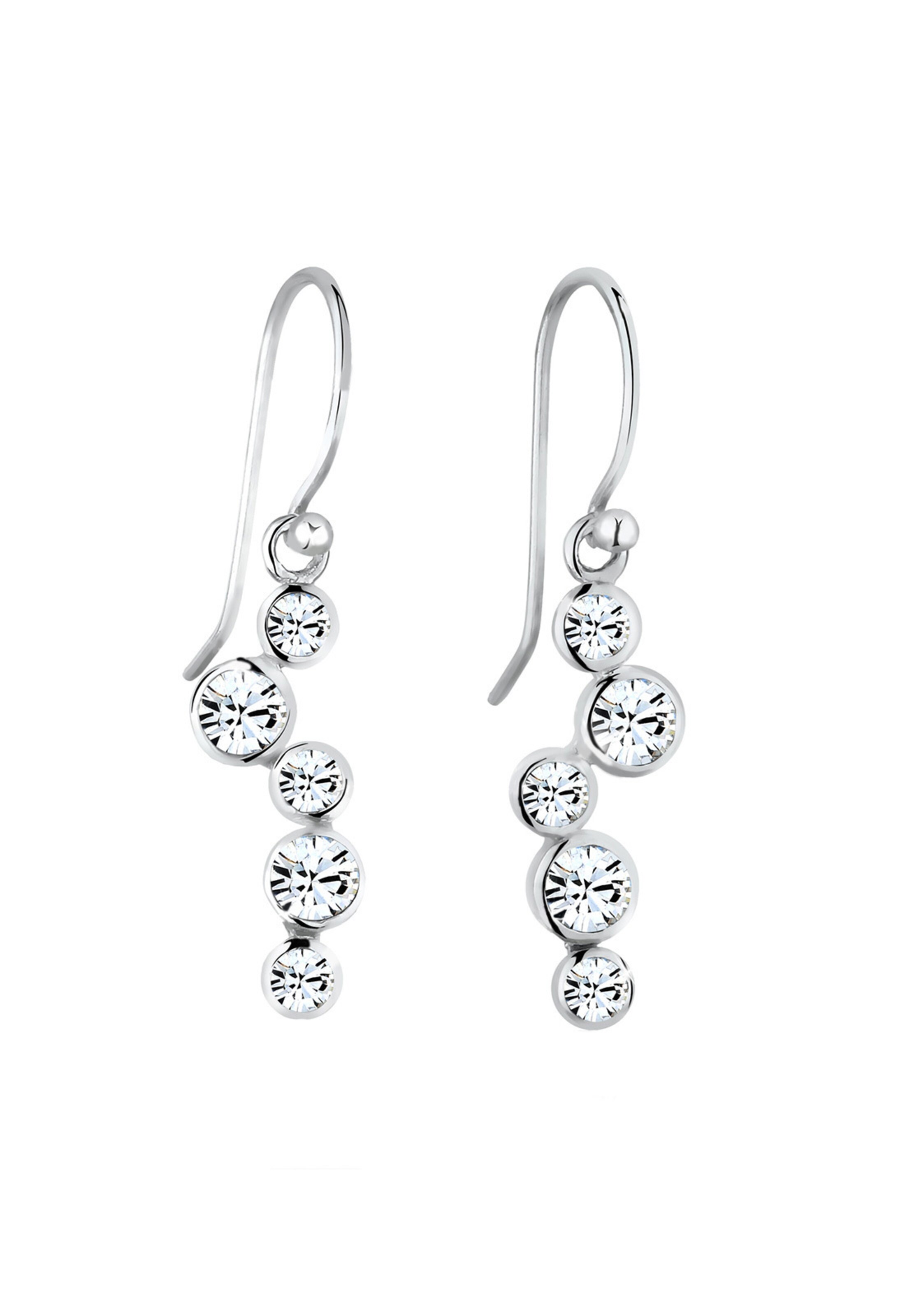 ELLI Earrings 'Rund Kristall' in Silver: front