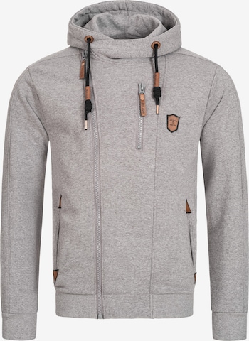 INDICODE JEANS Zip-Up Hoodie 'Elm' in Grey: front