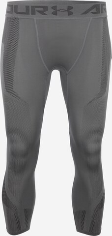 UNDER ARMOUR Skinny Workout Pants 'Threadborne' in Grey: front