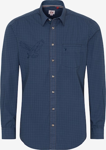 SPIETH & WENSKY Slim fit Traditional Button Up Shirt 'Nelson' in Blue: front