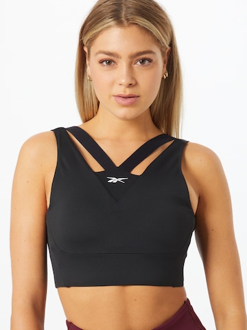 Reebok Bustier Športni nederček | črna barva: sprednja stran