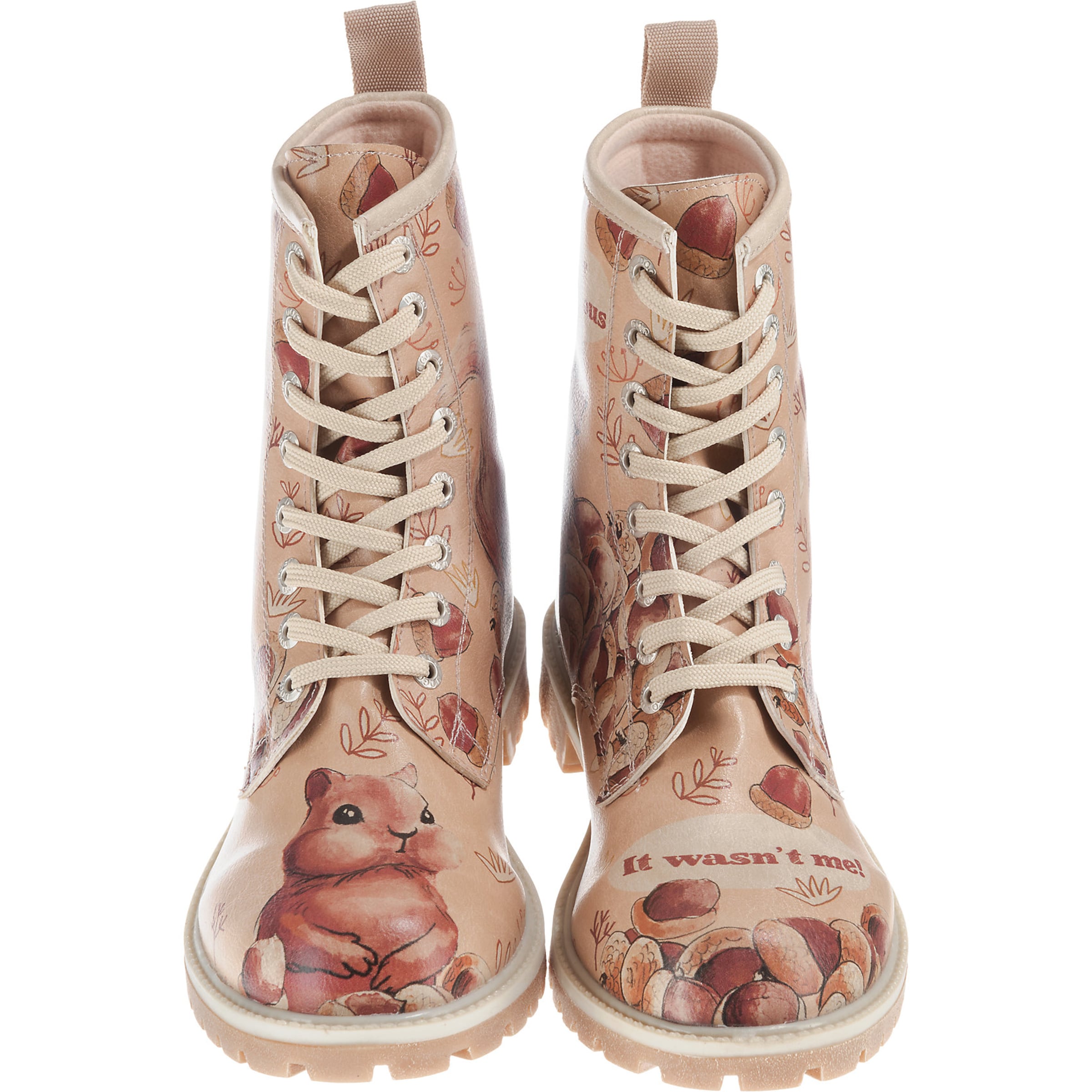 DOGO Lace-Up Ankle Boots 'It Wasn't Me' in Brown