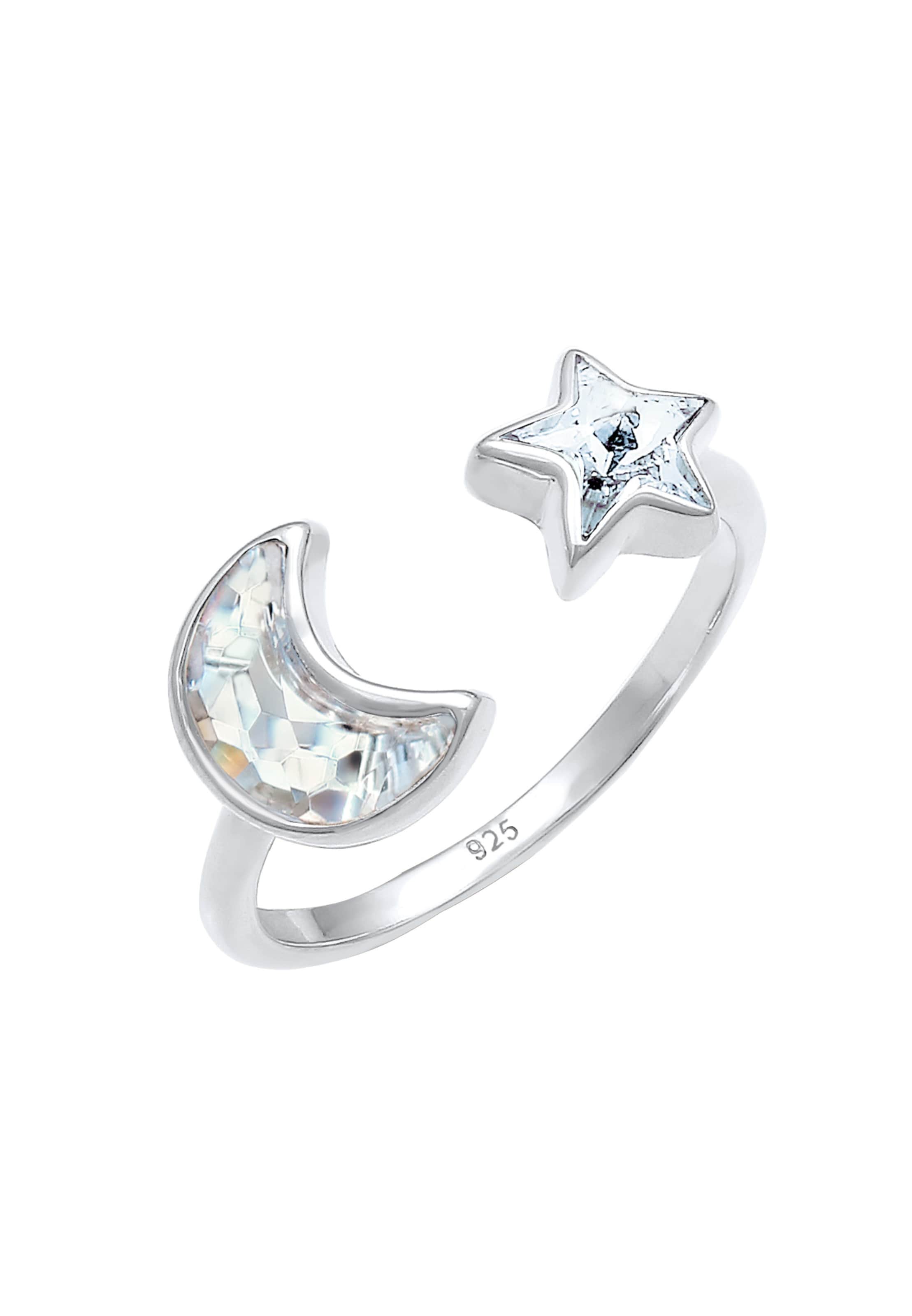 ELLI - Ring 'Halbmond, Sterne' in de kleur Zilver