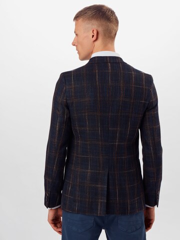 BURTON MENSWEAR LONDON Slim Fit Sakko 'NAVY MULTI CHECK' in Blau