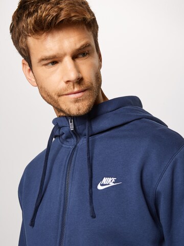 Nike Sportswear Regular fit Sweat jacket 'Club Fleece' in Blue