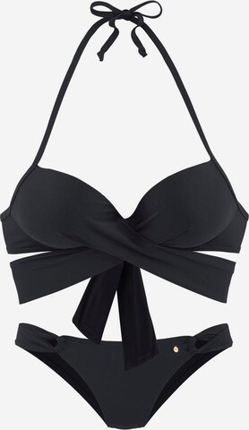 s.Oliver Push-up Push-Up-Bikini in Schwarz: predná strana