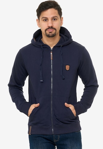 INDICODE JEANS Zip-Up Hoodie 'Braidwood' in Blue: front