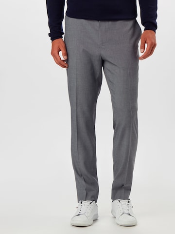 BURTON MENSWEAR LONDON Слим Плиссированные брюки 'GREY MICRO TEXTURE SLIM' в Серый: спереди