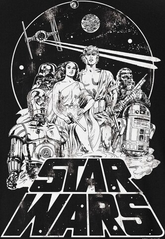 LOGOSHIRT Shirt 'Krieg der Sterne' in Zwart
