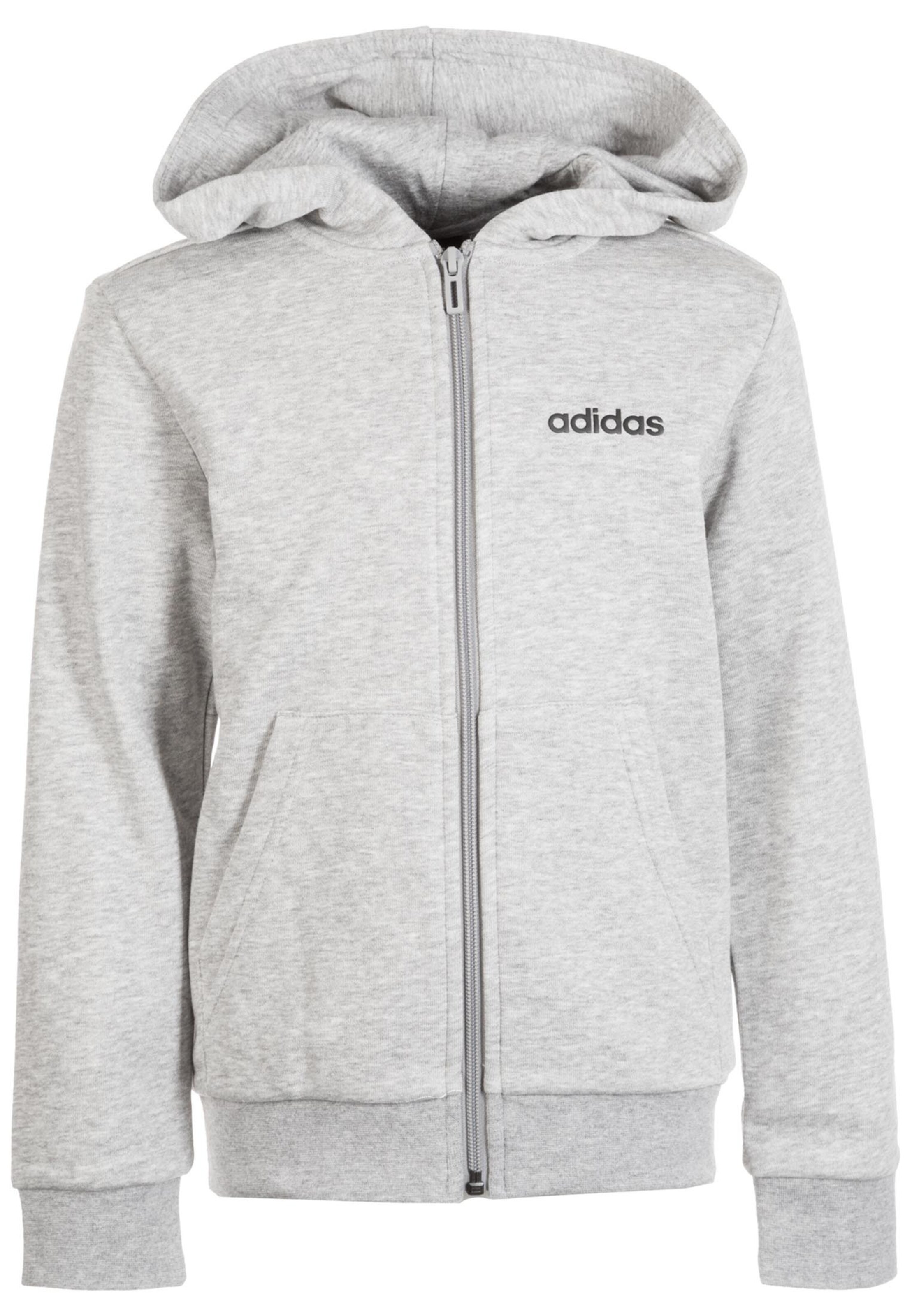 ADIDAS PERFORMANCE - Sportief sweatvest 'Essentials Linear' in de kleur Grijs gemêleerd