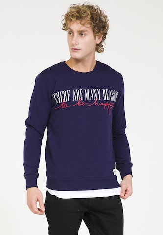 Sweat-shirt PLUS EIGHTEEN en bleu : devant