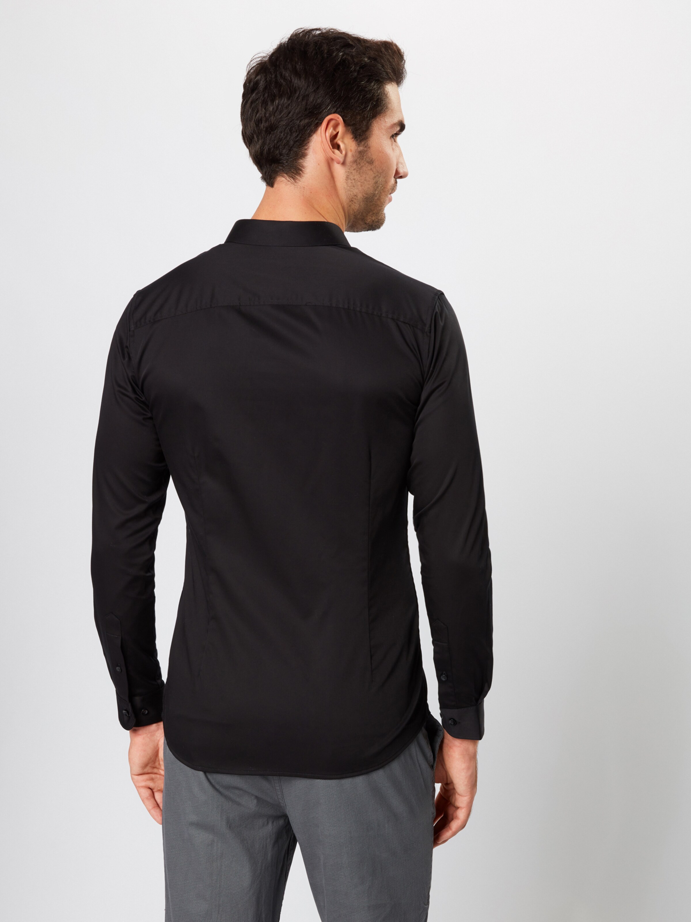 JACK & JONES Zakelijk overhemd in de kleur Zwart: Achteraanzicht