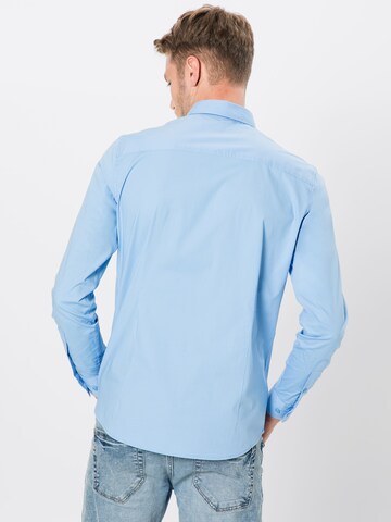 !Solid Regular fit Button Up Shirt 'Shirt - Tyler LS' in Blue: back