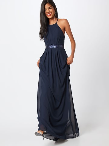 STAR NIGHT Festkjole 'long dress chiffon & sequins' i blå: forside