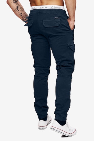 INDICODE JEANS Tapered Cargo Pants 'Levi' in Blue
