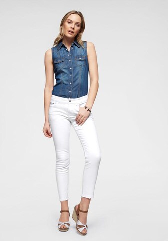MAC Slimfit Jeans 'Fringes' in Weiß