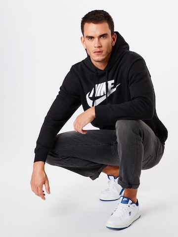 melns Nike Sportswear Standarta piegriezums Sportisks džemperis 'Club Fleece'