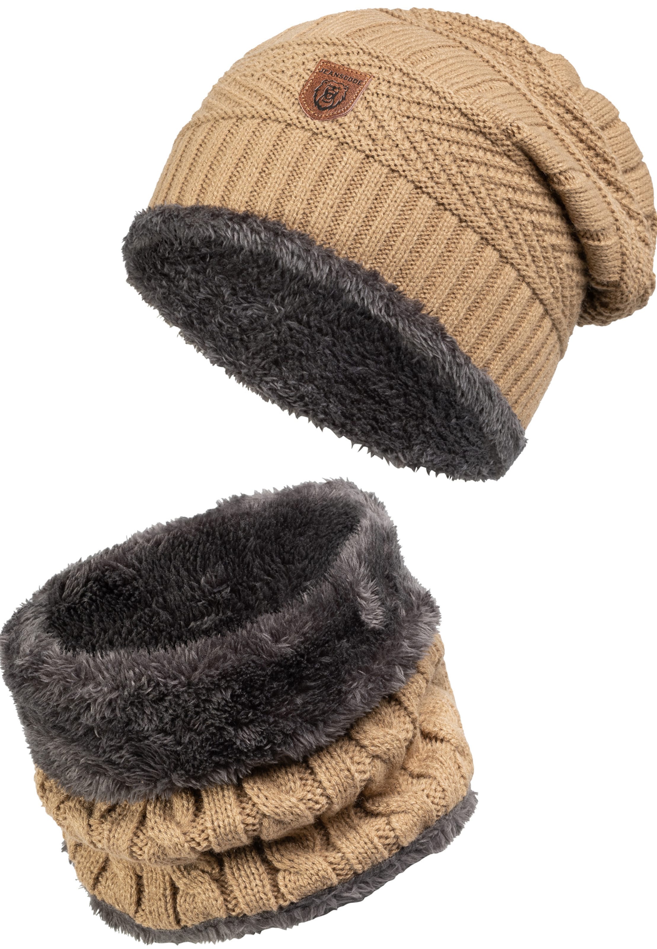 INDICODE JEANS Muts 'Siracusa Hoddie' in Beige: voorkant