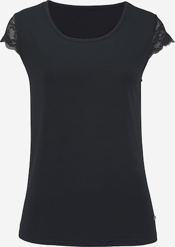 LASCANA - Camiseta para dormir en negro: frente