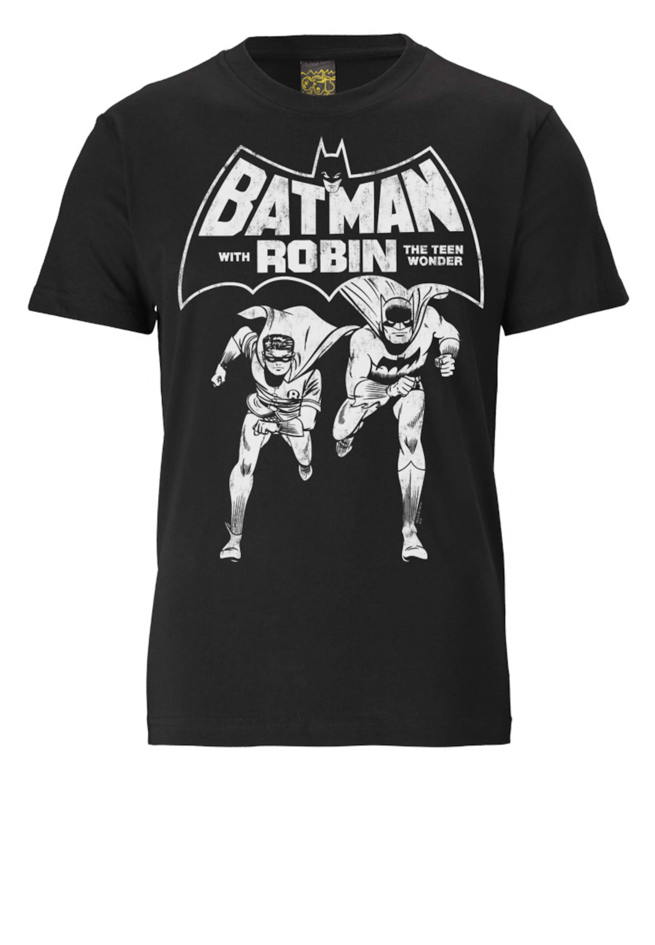 LOGOSHIRT Shirt 'BATMAN AND ROBIN' in Black: front