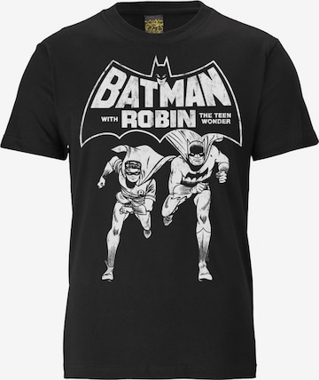 LOGOSHIRT Shirt 'BATMAN AND ROBIN' in Zwart: voorkant