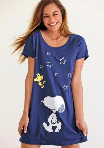 Camicia da notte di PEANUTS in blu: frontale