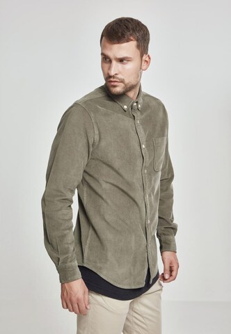 Urban Classics Regular fit Button Up Shirt in Green