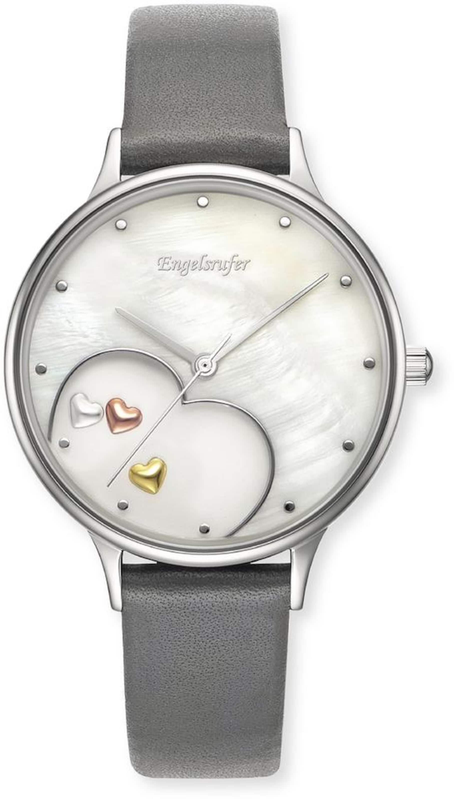 Engelsrufer Uhr 'Happy Hearts Trico, Erwa-Heart-Lgy1-Ms' in Grau: Vorderseite