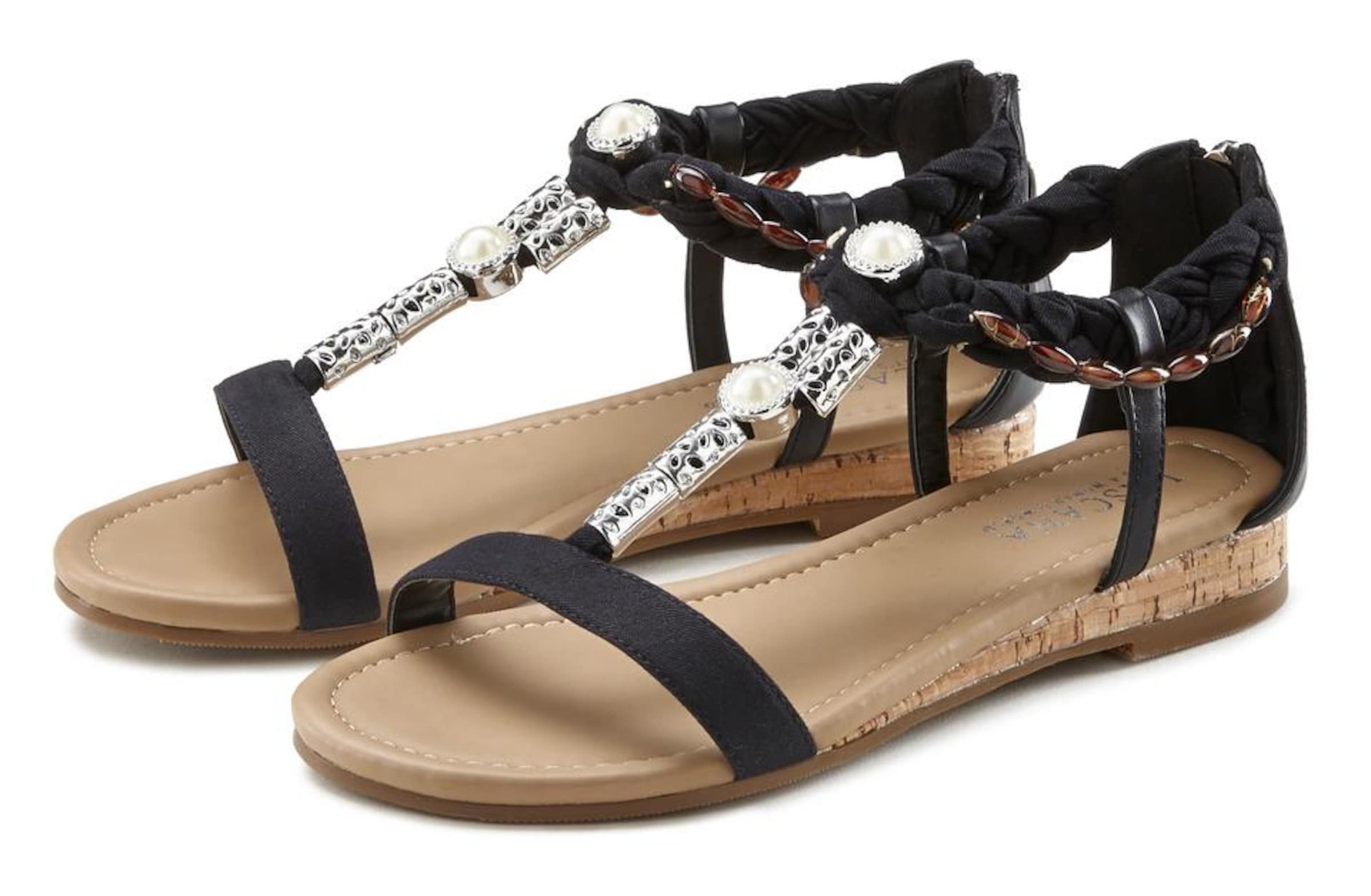 LASCANA Pántos szandál - fekete