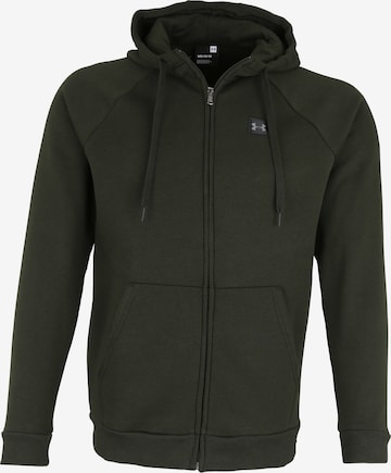 UNDER ARMOUR Athletic Zip-Up Hoodie 'Rival FZ' in Green: front