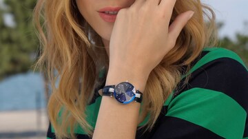 JOWISSA Quarzuhr 'Facet Strass' Swiss Ladies Watch in Blau